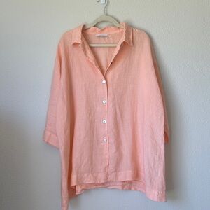 Bryn Walker Rosebud Light Weight Linen Gordon Shirt Tunic Sz M Lagenlook